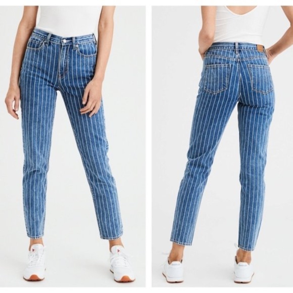 American Eagle Mom Pinstripe High Rise Jeans 2